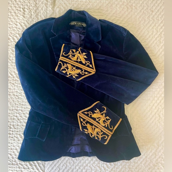 Ralph Lauren Black Label Blue Velvet Military style blazer. Size 2. - Picture 5 of 6